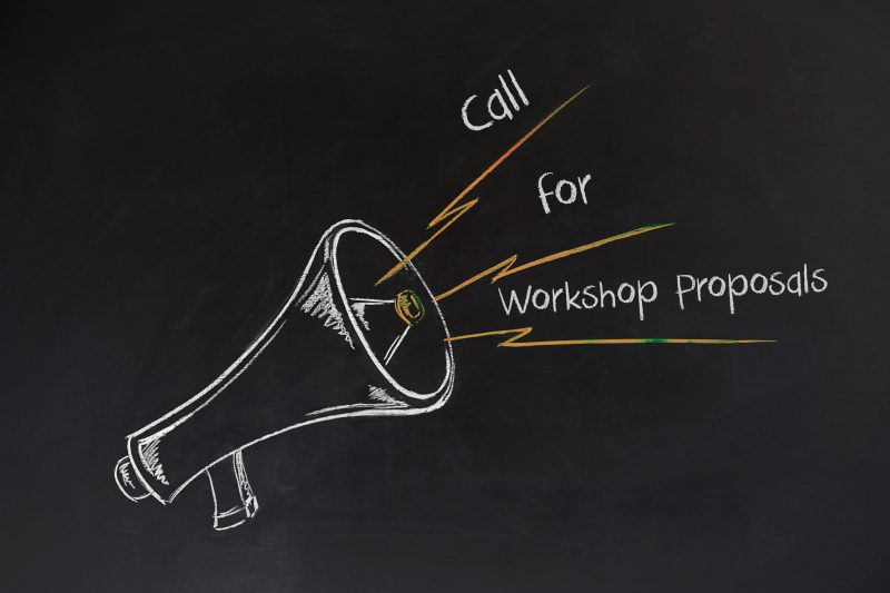 Megaphone and the words "Call for workshop proposals"